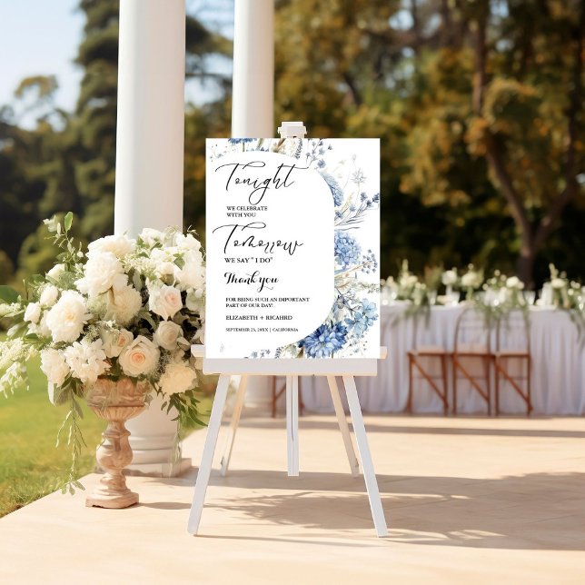 Navy blue Tonight we celebrate wedding rehearsal Foam Board (Creator Uploaded)