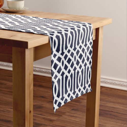 Navy Blue Trellis Short Table Runner