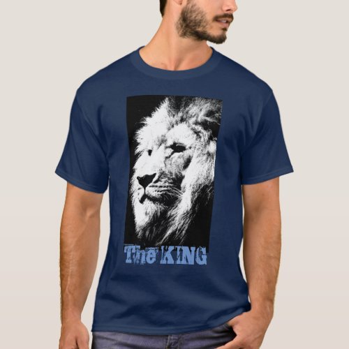 Navy Blue Trendy Elegant Modern Pop Art Lion Head T_Shirt