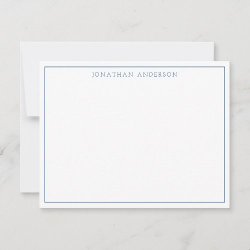 Navy Blue Trendy Modern Chic Stylish Thin Border Note Card