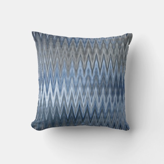 Navy Blue Trendy Wavy Pattern Throw Pillow (Front)