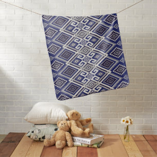 Navy Blue Tribal Motif Surface Pattern Baby Blanket