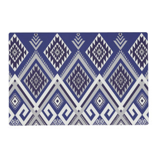 Navy Blue Tribal Motif Surface Pattern Placemat