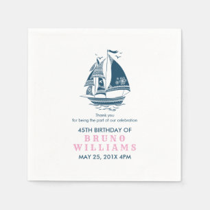 Navy-blue Tribal Nautical Boat Birthday Template Napkins
