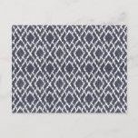 Navy Blue Tribal Print Ikat Geo Diamond Pattern Postcard