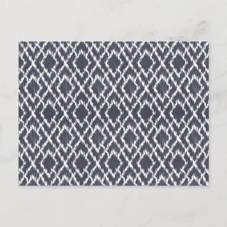 Navy Blue Tribal Print Ikat Geo Diamond Pattern Postcard