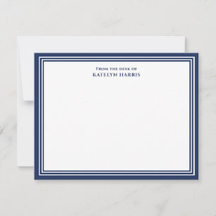 Navy Blue Triple Border From The Desk Of Flat Note Card