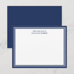 Navy Blue Triple Border From The Desk Of Flat Note Card