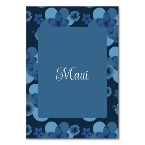 Navy Blue Tropical Theme Wedding Table Number