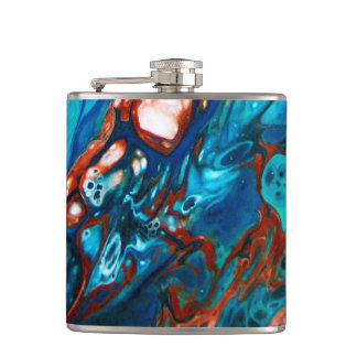 Navy Blue Turquoise Copper Flask