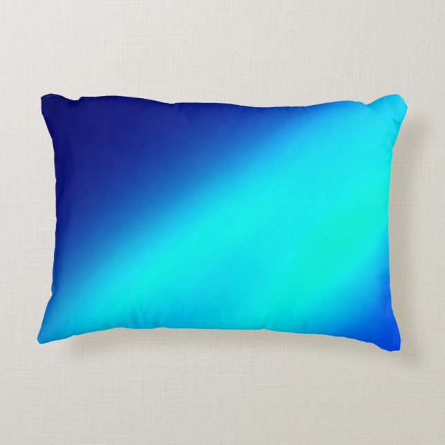 Navy blue Turquoise ombre moonlight Double Stripe Accent Pillow (Back)