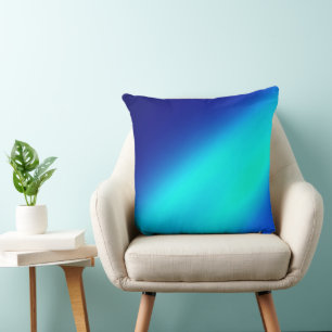 Navy blue Turquoise ombre moonlight Double Stripe Throw Pillow