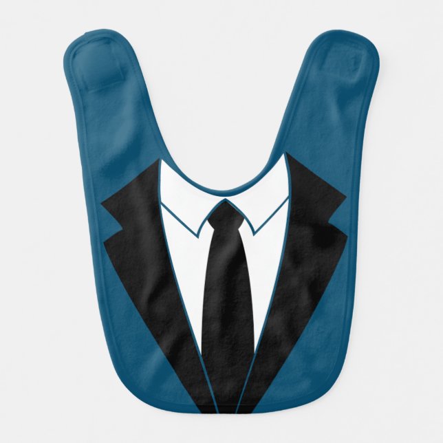 Navy Blue  tuxedo Tie Baby Bib (Front)