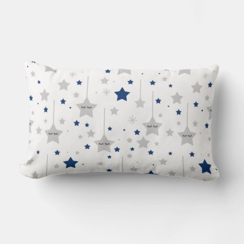 Navy Blue Twinkle Little Sleepy Eyes Star Baby Boy Lumbar Pillow