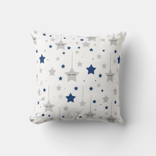 Navy Blue Twinkle Little Sleepy Eyes Star Baby Boy Throw Pillow