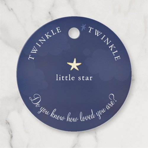 Navy Blue Twinkle Little Star Baby Shower Birthday Favor Tags