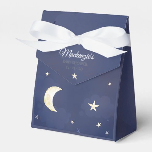 Navy Blue Twinkle Little Star Sky Baby Shower Favor Boxes