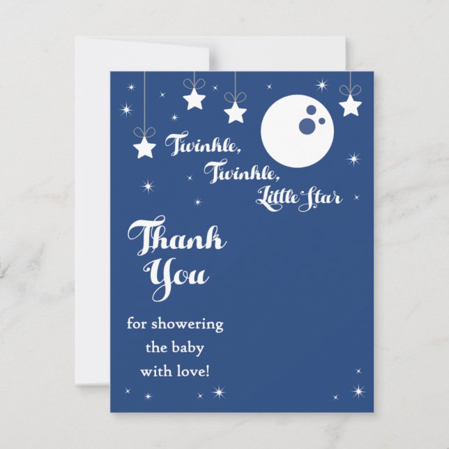 Navy Blue Twinkle, Twinkle Little Star Favor Card (Front)