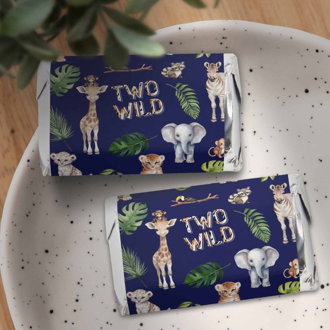 Navy BLue Two Wild Jungle Safari 2nd birthday Hershey's Miniatures (Creator Uploaded)