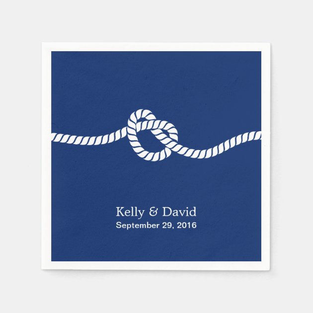 Navy Blue Tying The Knot Nautical Wedding Paper Napkin