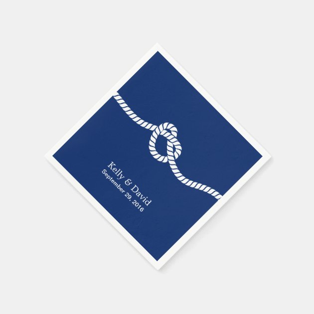Navy Blue Tying The Knot Nautical Wedding Paper Napkin
