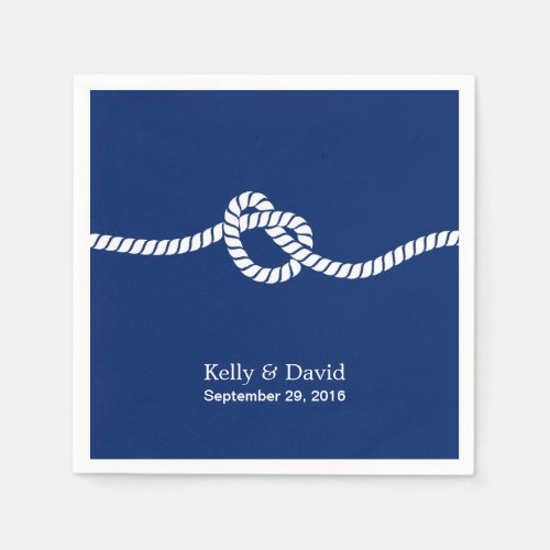 Navy Blue Tying the Knot Nautical Wedding Paper Napkins