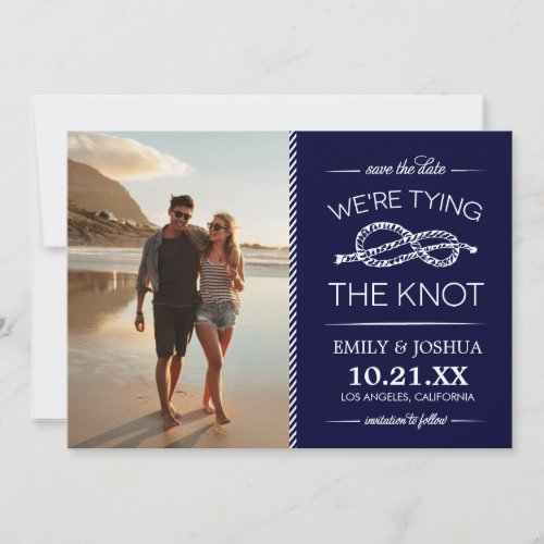 Navy Blue Tying the Knot Photo Save the Date