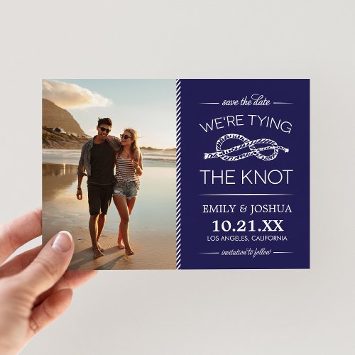 Navy Blue Tying the Knot Photo Save the Date