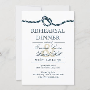 Navy Blue Tying the Knot Rehearsal Dinner Invitation