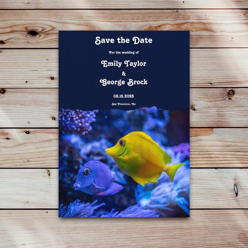 Navy Blue Underwater Sea Fish Coastal wedding Save The Date