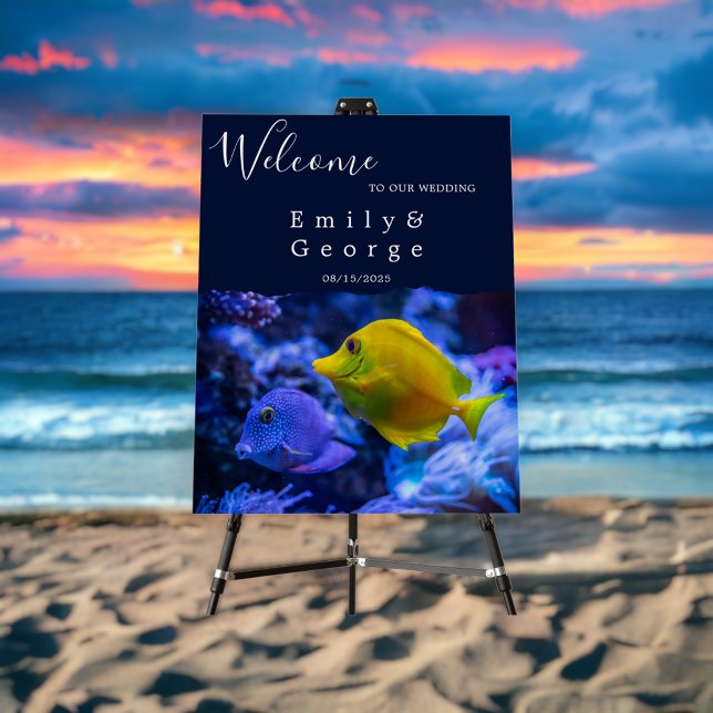 Navy Blue Underwater Sea Fish Wedding Welcome Foam Board (Creator Uploaded)