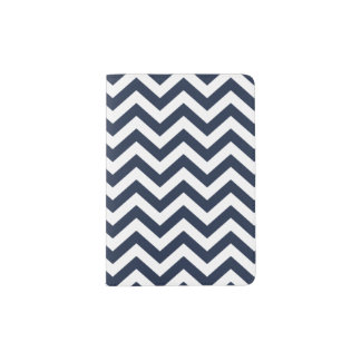 Navy Blue Unicolor Thin Chevron Pattern GPB01C Passport Holder