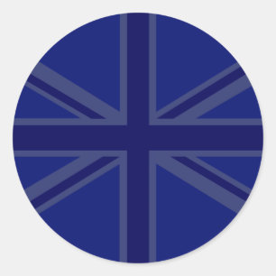 NAvy Blue Union Jack Decor Classic Round Sticker