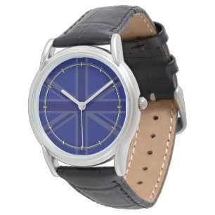 NAvy Blue Union Jack Decor Watch