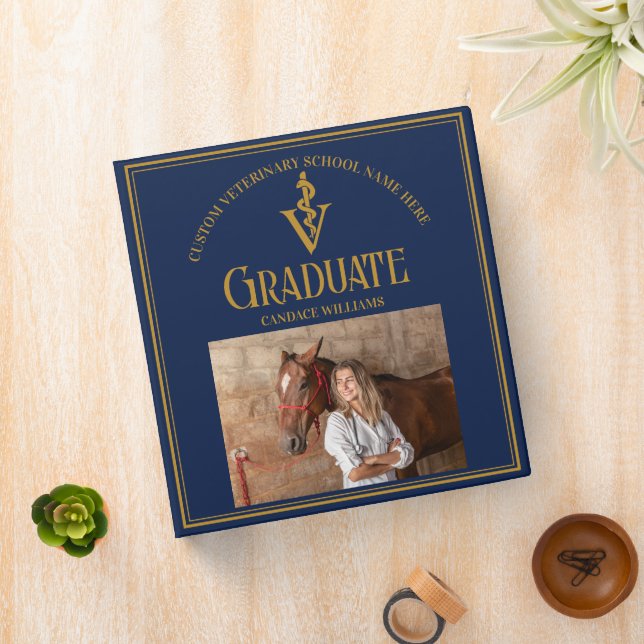 Navy Blue Veterinary School Graduation Photo Album 3 Ring Binder (In Situ)
