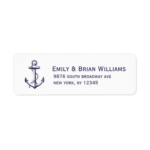 Navy Blue Vintage Anchor Illustration Label