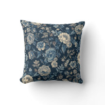 Navy Blue Vintage Floral Botanical Pattern