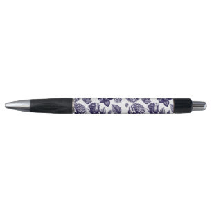 Navy Blue Vintage Floral Pen