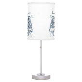 Navy Blue Vintage Octopus Illustration Table Lamp (Front)