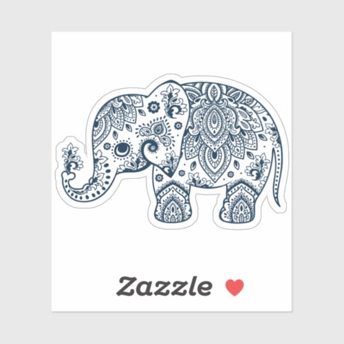 Navy_blue vintage paisley elephant sticker