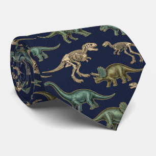 Navy Blue Vintage Paleontology Fossil  Neck Tie
