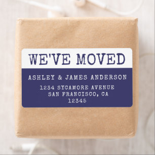 Navy Blue Vintage Typewriter Weve Moved Address Label