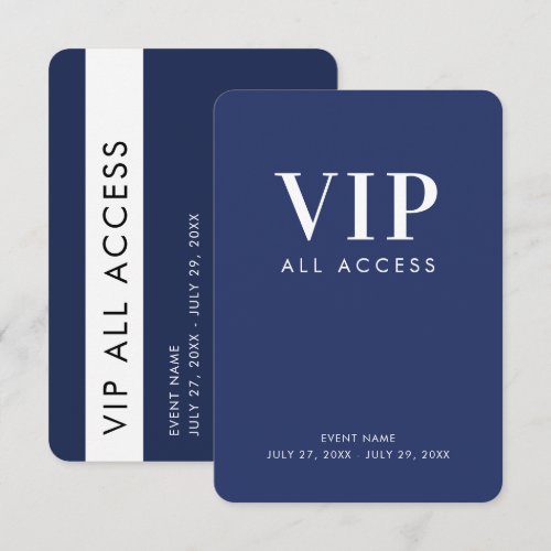 Navy Blue VIP All Access 3.5" x 5" ID Badge Invitation