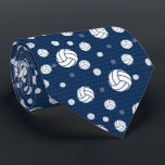 Navy Blue Volleyball Chevron Patterned Neck Tie<br><div class="desc">Sport your team colors with this pattern featuring a scattering of volleyballs and dots over a chevron background. Perfect for a volleyball player,  coach,  team member or fan. Available in red,  orange,  yellow,  purple,  green,  blue,  gray,  forest green,  navy,  maroon,  gold and powder blue. Matching products available.</div>