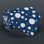 Navy Blue Volleyball Chevron Patterned Neck Tie<br><div class="desc">Sport your team colors with this pattern featuring a scattering of volleyballs and dots over a chevron background. Perfect for a volleyball player,  coach,  team member or fan. Available in red,  orange,  yellow,  purple,  green,  blue,  gray,  forest green,  navy,  maroon,  gold and powder blue. Matching products available.</div>