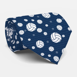 Navy Blue Volleyball Chevron Patterned Neck Tie