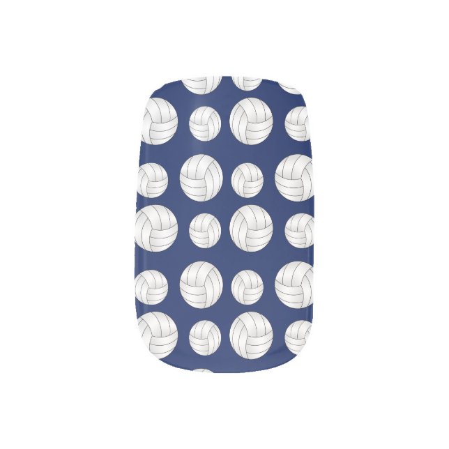 Navy blue volleyball pattern minx nail wraps (Left Thumb)