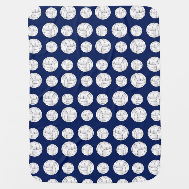 Navy blue volleyball pattern receiving blanket (Front)