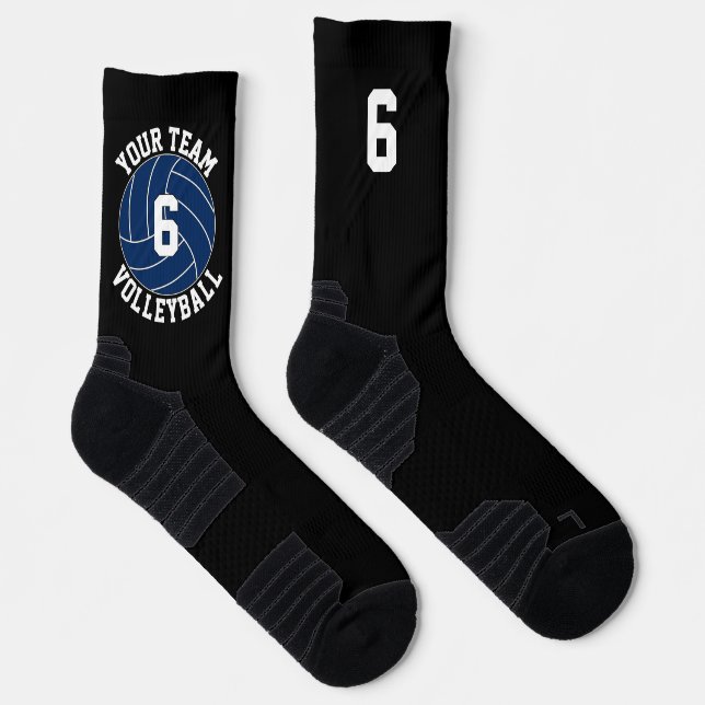 Navy Blue Volleyball Team Name and Player Number Socks (Right)
