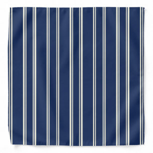 Navy Blue Warm Ivory Classic Elegant Stripes Bandana